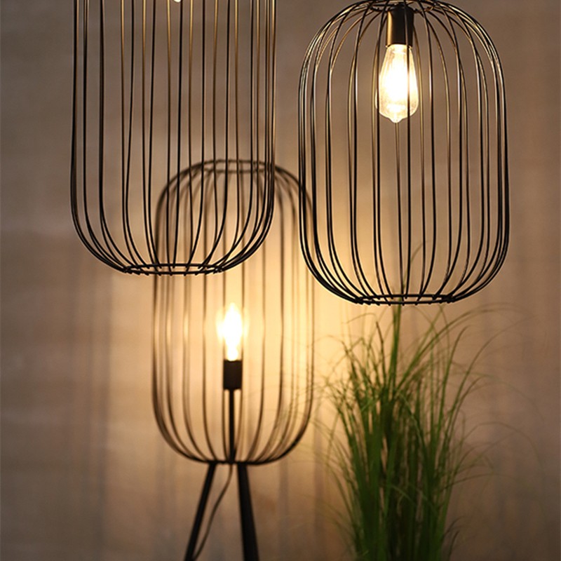 Aurora Cage Floor Lamp with Striped Design for Modern Interiors