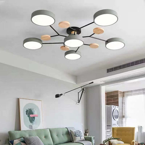 Arisha Ceiling Light, Wood Round for Living Room | ventumra