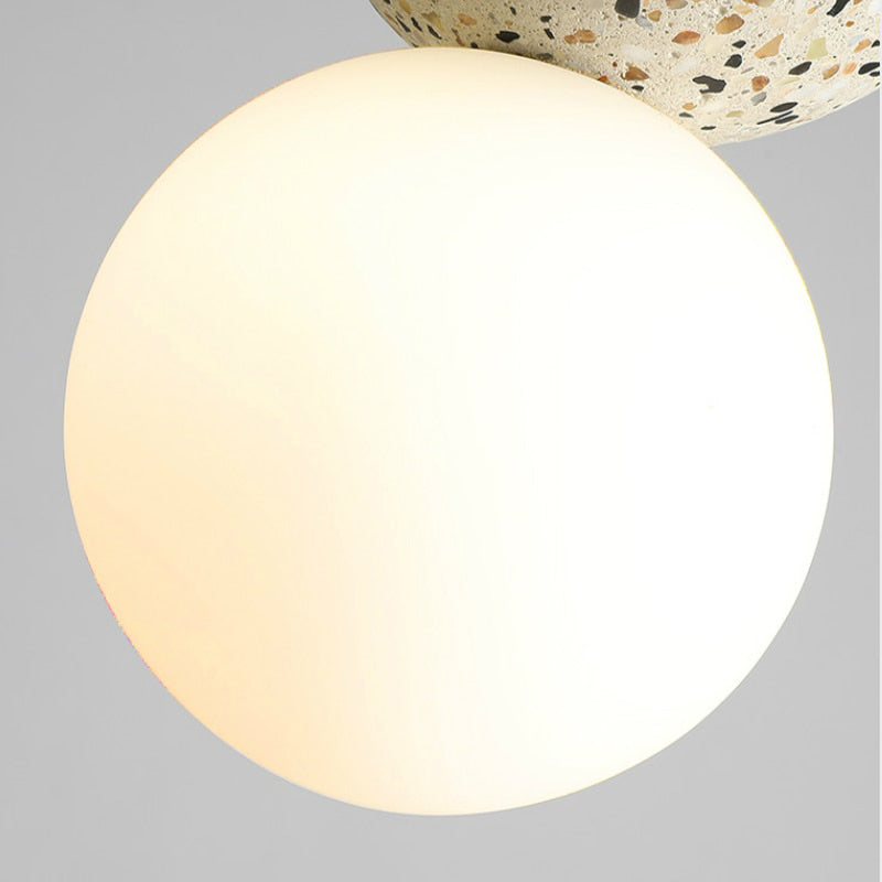 LuminaGlobe LED Globe Pendant Lights in Black and White Glass for Dining Table