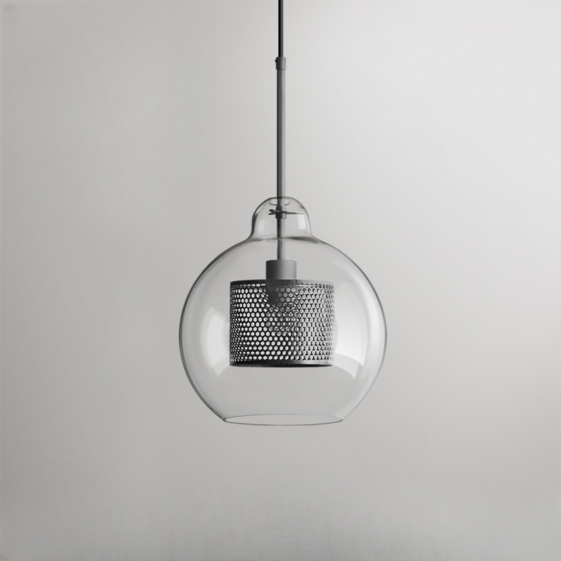 Hessa Contemporary Golden Pendant Light, Glass, Globe/Cylindric - Neutralighting