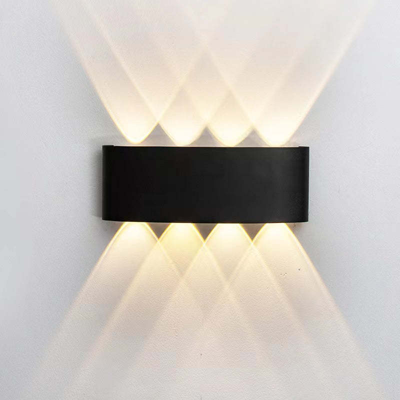 Tronix Modern Rectangular Metal Outdoor Wall Lamp, Black/White, Water-wave | ventumra