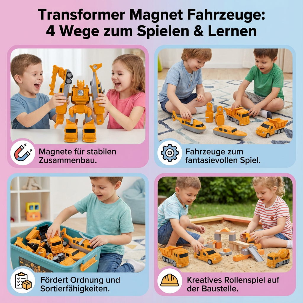 Vehículos magnéticos transformables - set creativo de juguetes robot