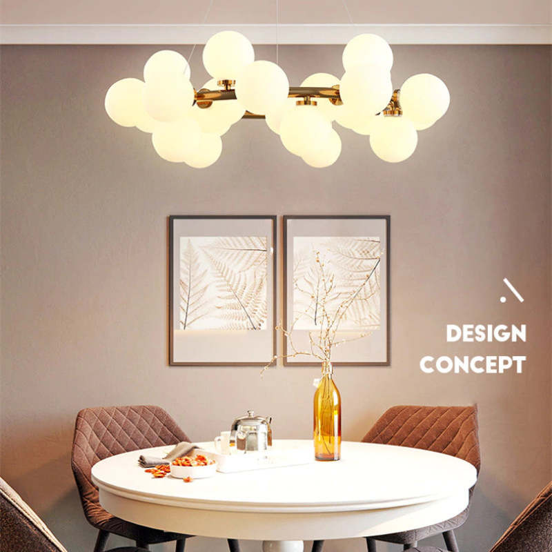Valentina Bass Glass Bubble Golden Chandelier | ventumra