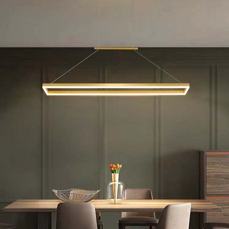 Gloen Modern Rectangular Hanging Pendant Light, Gold/Coffee | ventumra