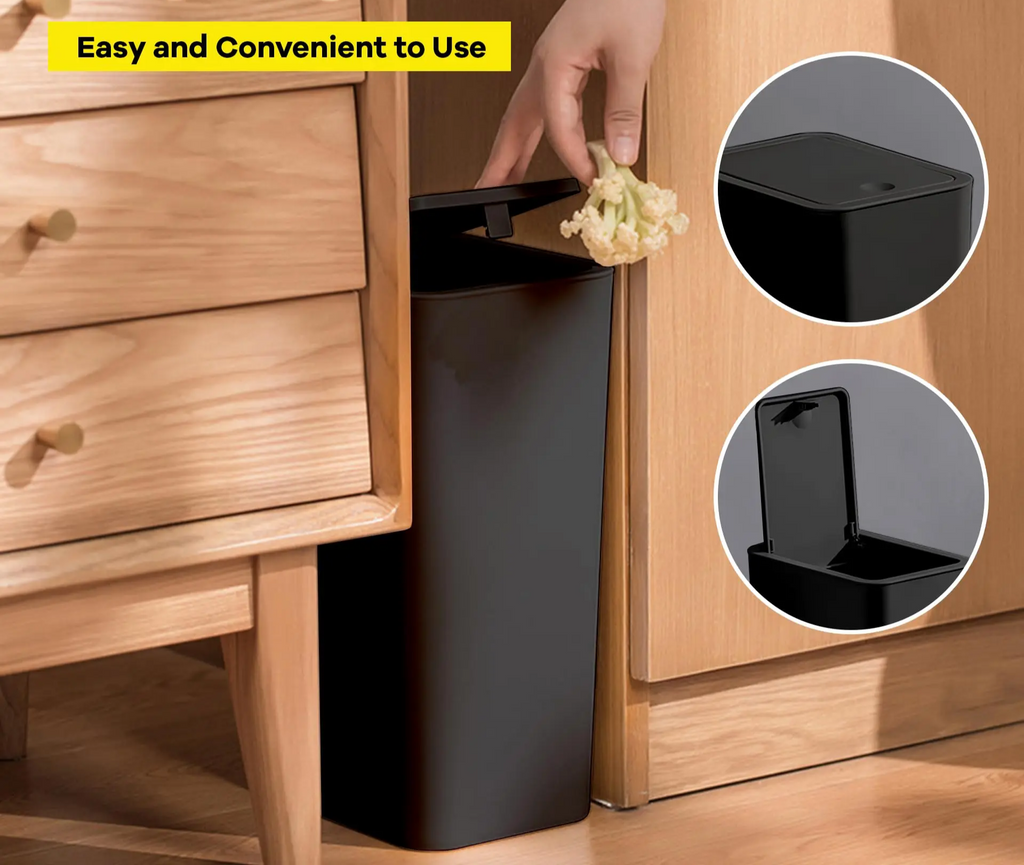 SmartClean 10L Bathroom Trash Can — Hygienic Push Lid