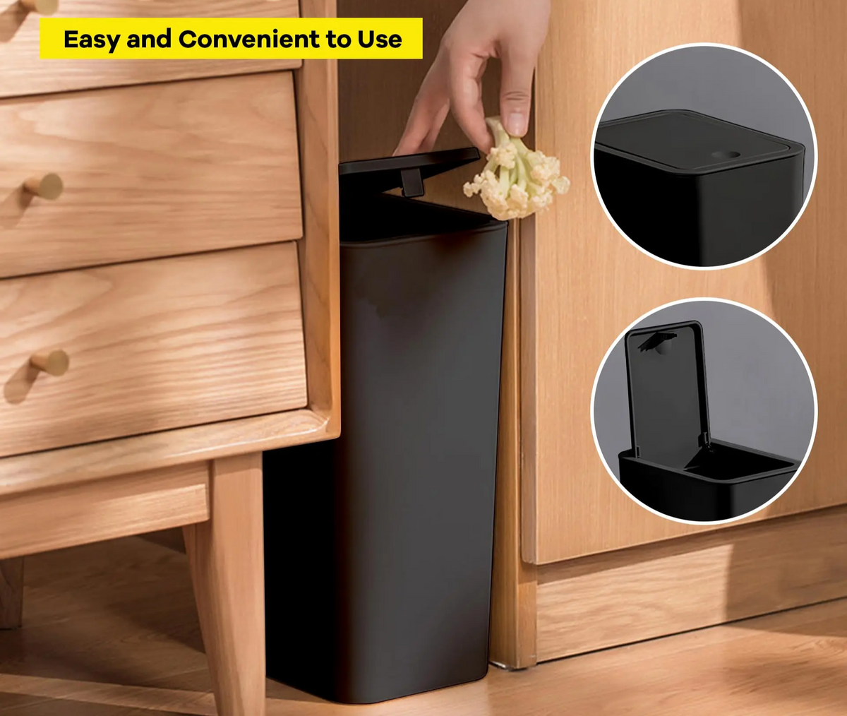SmartClean 10L Bathroom Trash Can — Hygienic Push Lid