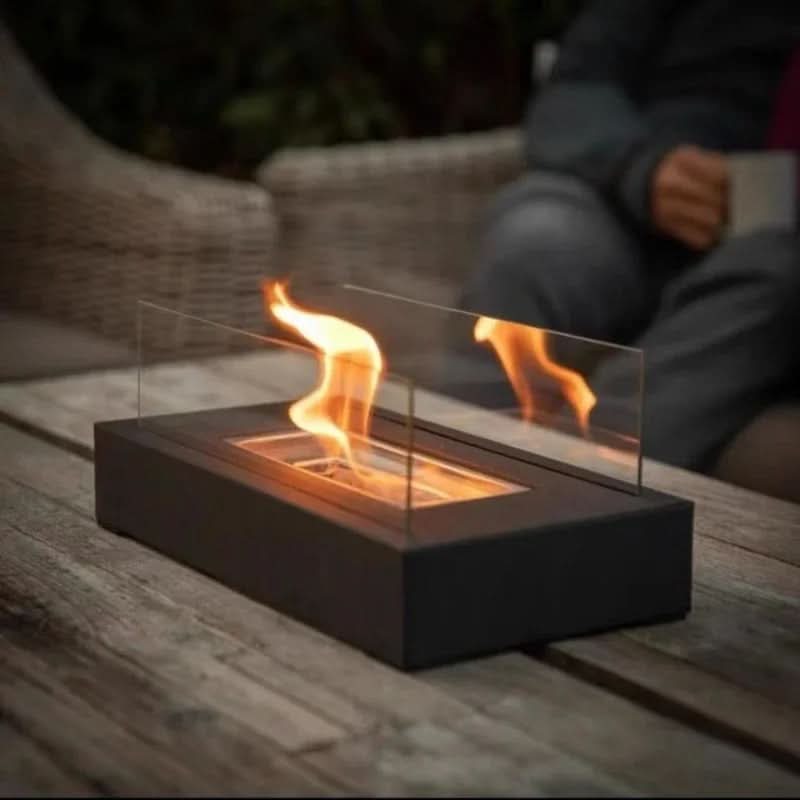 NovaFlame Portable Bioethanol Table Fireplace — Ventless Burner Design