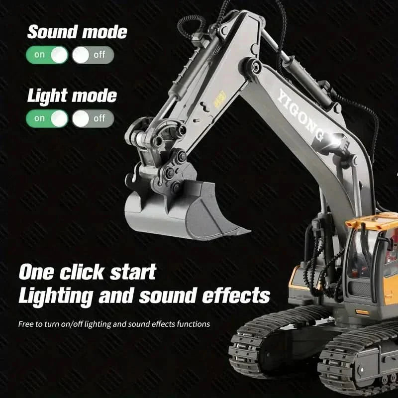 AeroBuild RC Digger — Precision Remote Control Excavator, Eleven Independent Steering and Bucket Controls