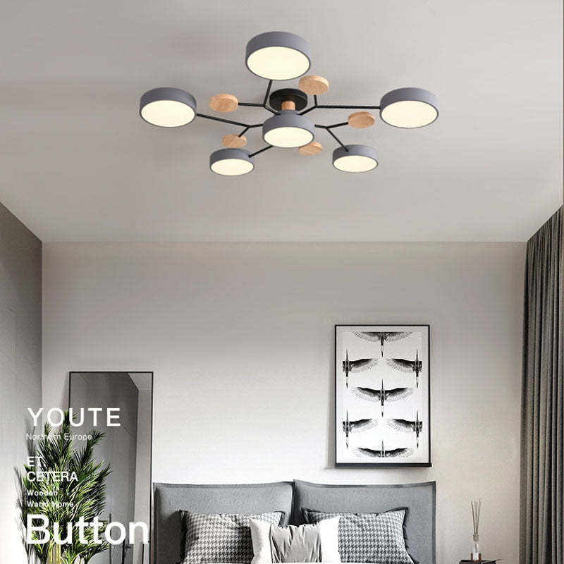 Arisha Ceiling Light, Wood Round for Living Room | ventumra