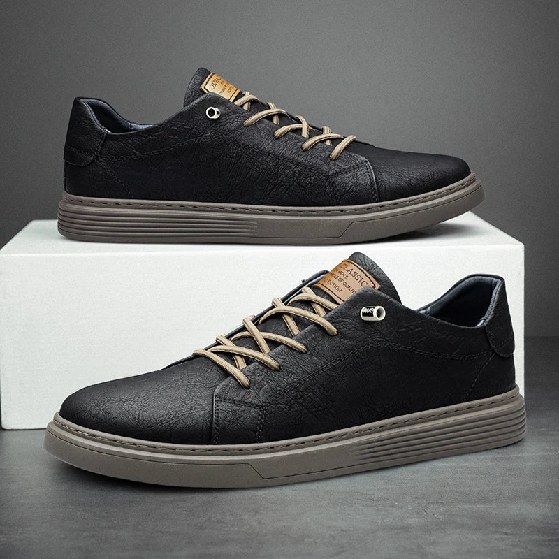 Comfortable Oxford Leather Men's Sneakers - Ethan | ventumra