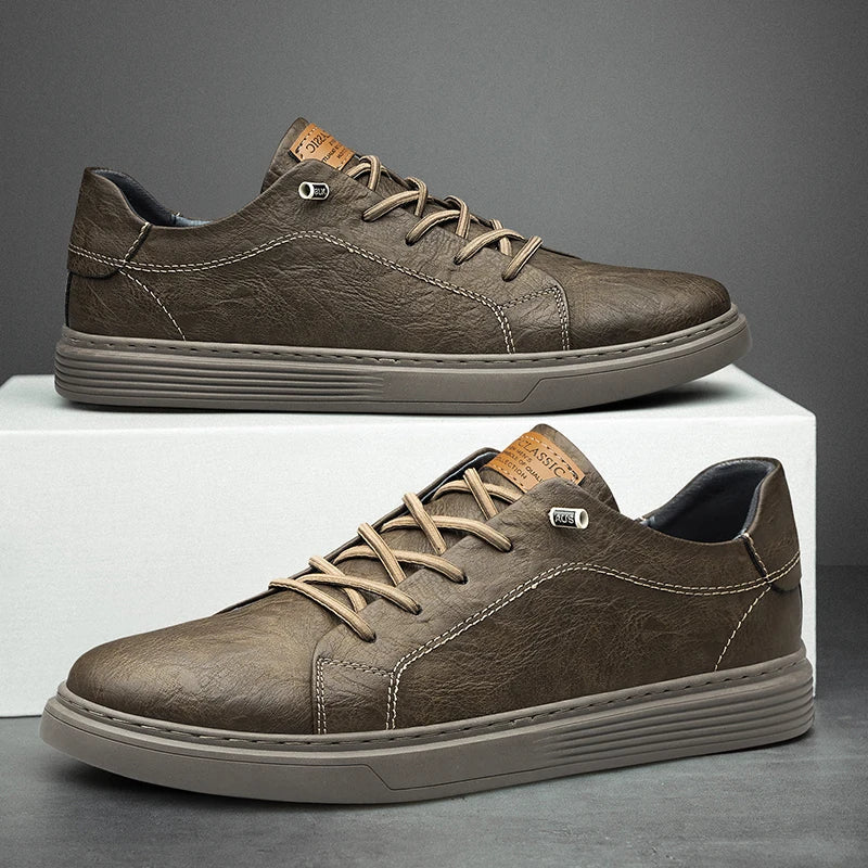 Comfortable Oxford Leather Men's Sneakers - Ethan | ventumra