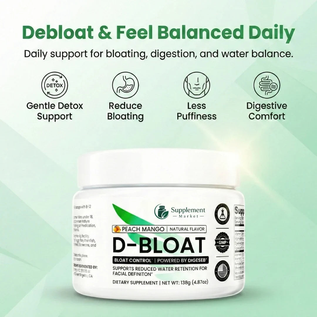 D-BLOAT Peach Mango Drink: Fast Bloating Relief & Water Balance