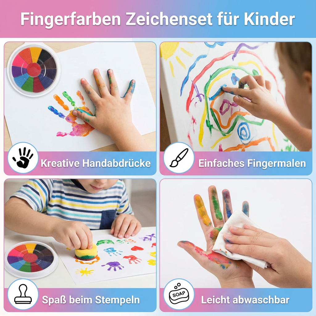 Set di colori a dita per bambini — Colori creativi per piccoli artisti