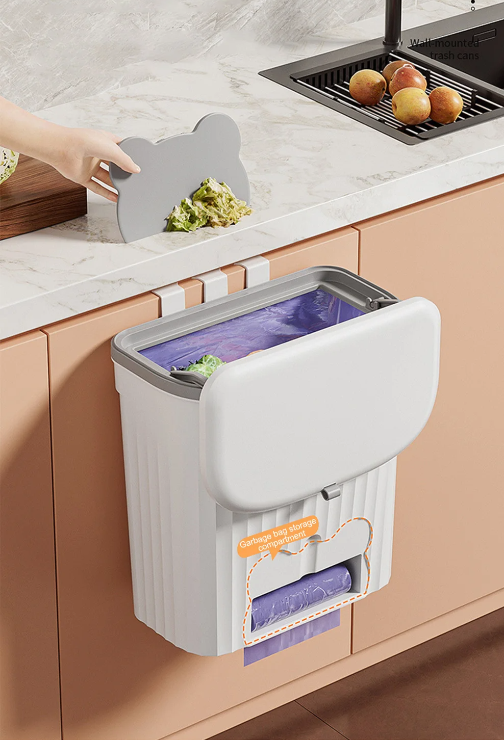 Wall-Mounted Waste Bin with Lid – 8.5L / 12L Kitchen & Bathroom