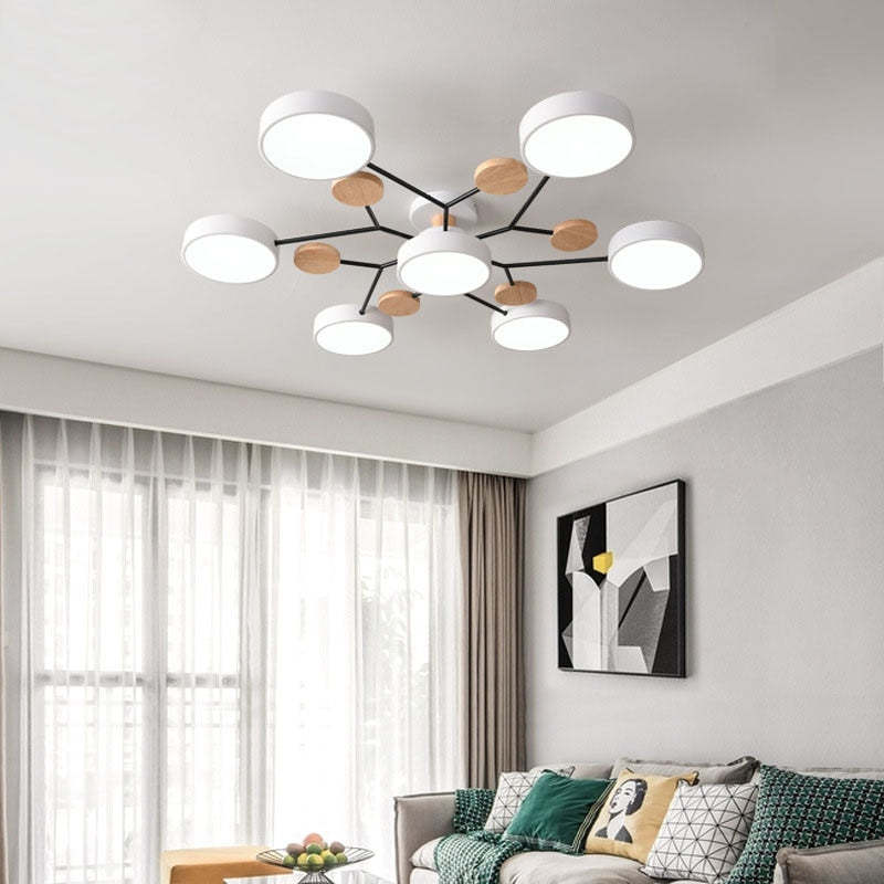 Arisha Ceiling Light, Wood Round for Living Room | ventumra