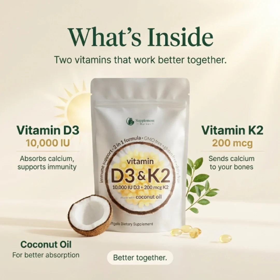 Měkké kapsle s vitaminy D3 a K2: vysoká účinnost pro hustotu kostí a podporu imunity