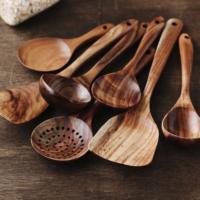 TimberGlow Teak Kitchen Utensil Set — Durable, Stylish, Heat Resistant