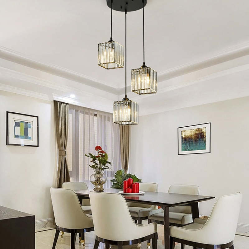 Vina Modern Cluster Cylinder Glass Pendant Light, Black/Gold - Neutralighting