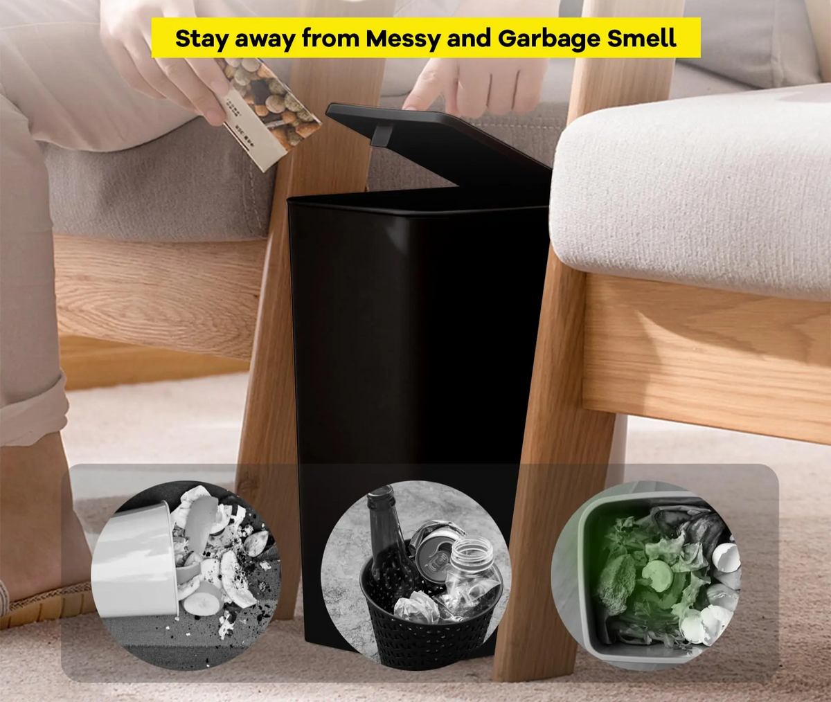 SmartClean 10L Bathroom Trash Can — Hygienic Push Lid