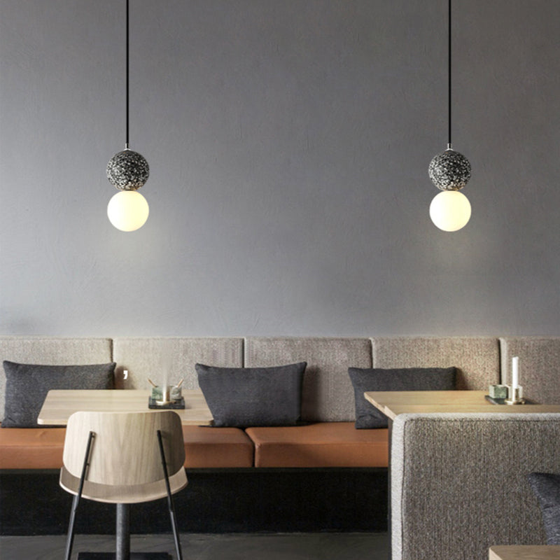 LuminaGlobe LED Globe Pendant Lights in Black and White Glass for Dining Table