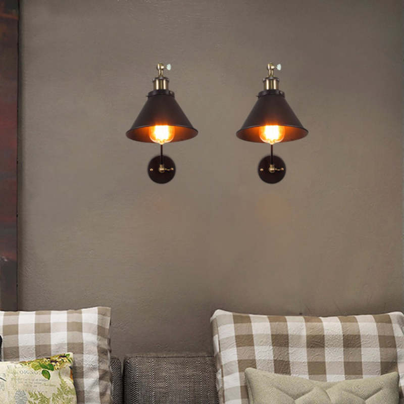 Epoch Retro Wall Lamp with Swing Arm, Metal, Black & Gold | ventumra