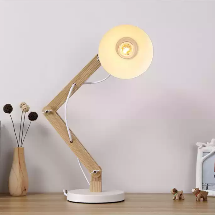Lumora Arc Table Lamp With Metal And Solid Ashwood Base