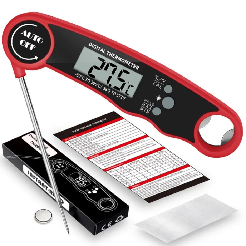 Snelle digitale barbecuethermometer — display met achtergrondverlichting, direct afleesbaar