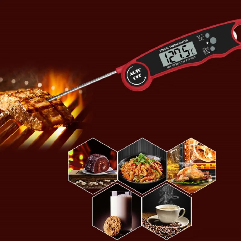 Snelle digitale barbecuethermometer — display met achtergrondverlichting, direct afleesbaar
