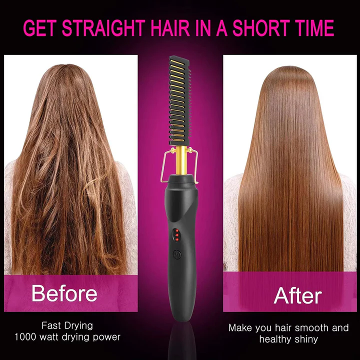 Electric Hot Comb for Thick, Coarse & Natural Hair — Fast Heating