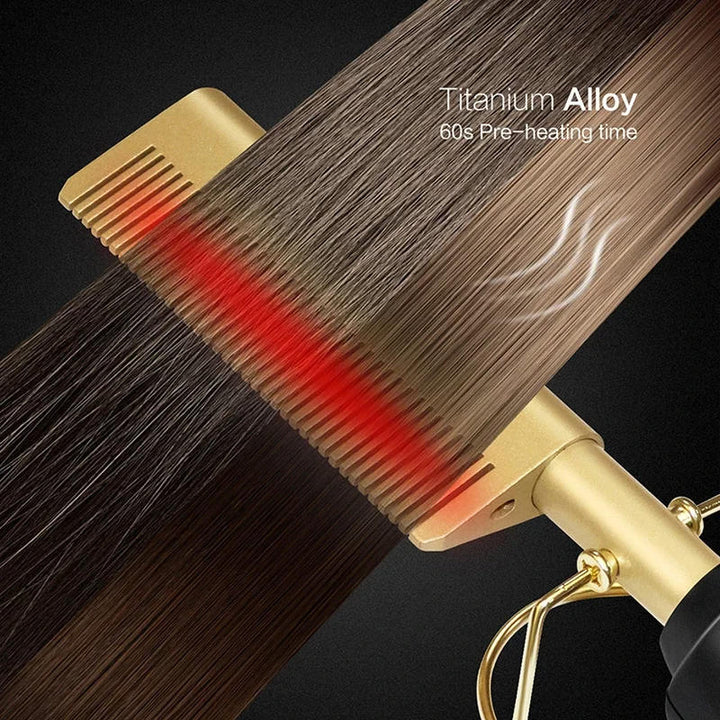 Electric Hot Comb for Thick, Coarse & Natural Hair — Fast Heating