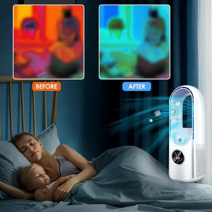 Portable Bladeless Air Conditioner Fan — Quiet Cooling Breeze