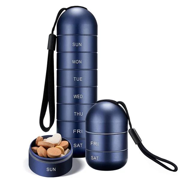 7-Day Aluminum Pill Case — Compact Travel Organizer with Compartments