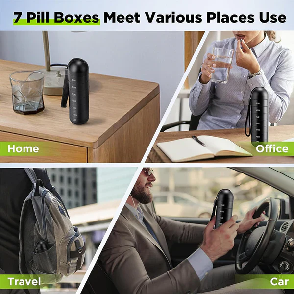 7-Day Aluminum Pill Case — Compact Travel Organizer with Compartments