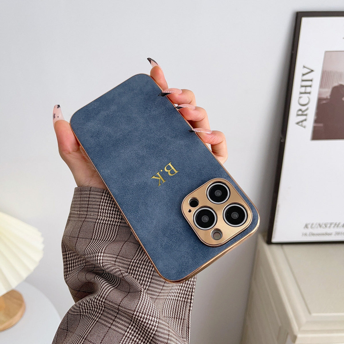 Capa de luxo em pele Luminex para iPhone — estrutura brilhante protetora
