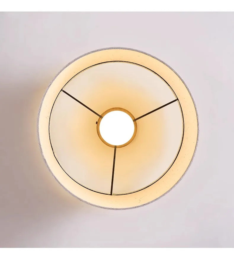 Kairo Rice Paper Ceiling Lamp with Cream Shade and Wood