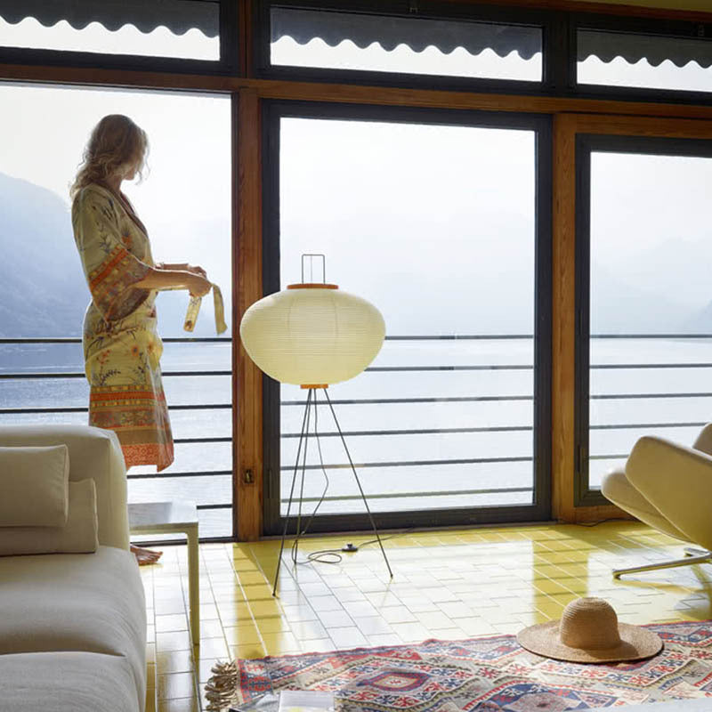 Orion Tripod Floor Lamp With Paper Lantern Shade for Warm Glow