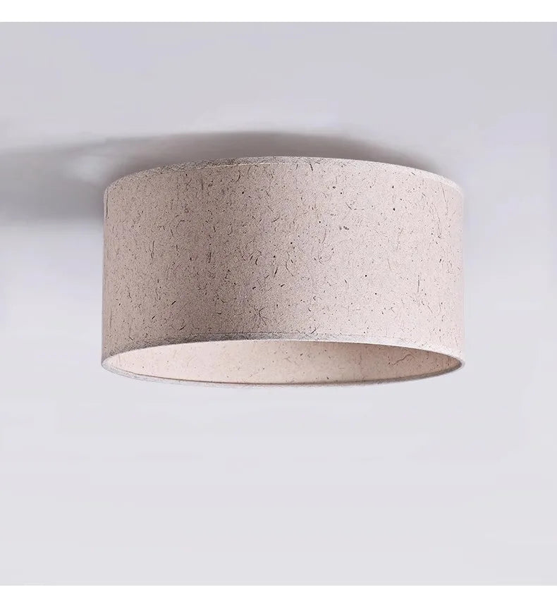 Kairo Rice Paper Ceiling Lamp with Cream Shade and Wood