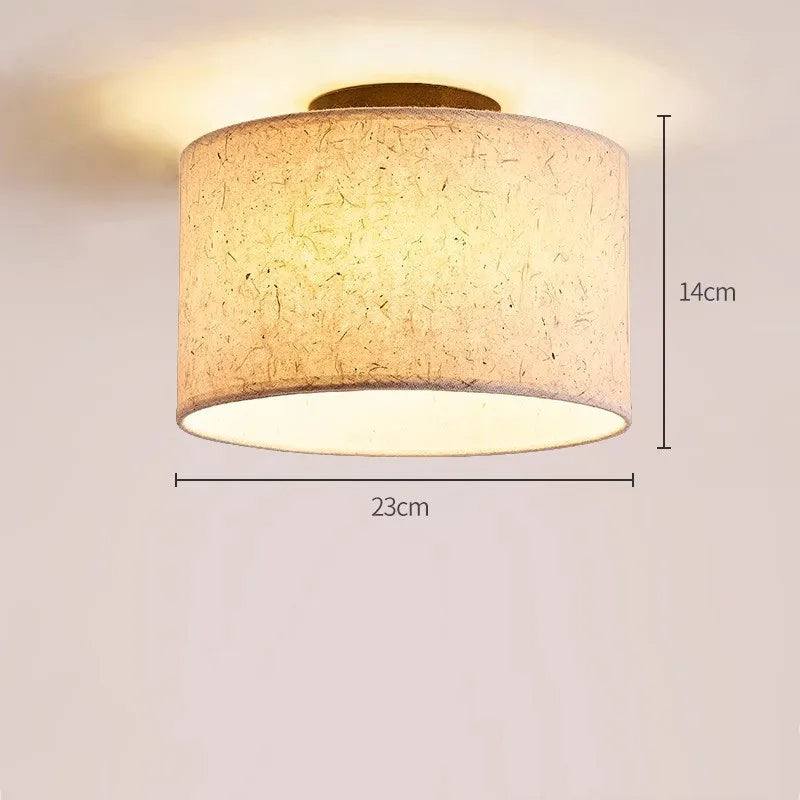 Kairo Rice Paper Ceiling Lamp with Cream Shade and Wood
