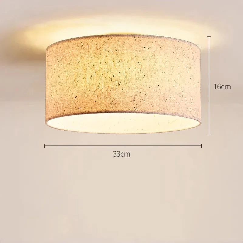 Kairo Rice Paper Ceiling Lamp with Cream Shade and Wood