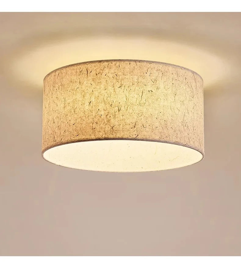 Kairo Rice Paper Ceiling Lamp with Cream Shade and Wood