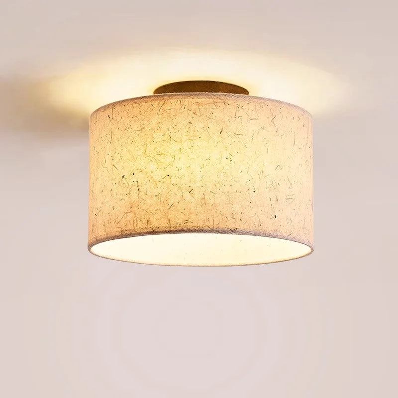 Kairo Rice Paper Ceiling Lamp with Cream Shade and Wood