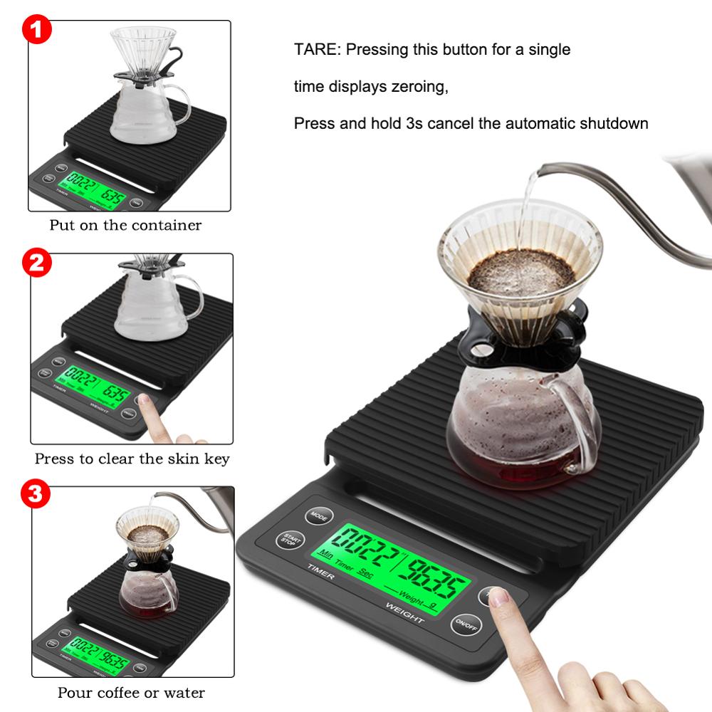 Digital Coffee Scale with Timer and Backlit LCD Display