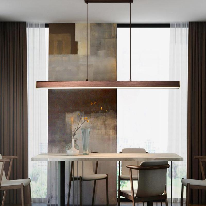 Thala Modern Linear Metal LED Pendant Light Black/Brown - Neutralighting