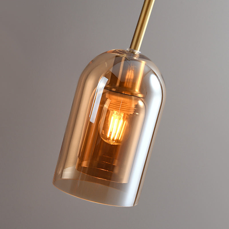Valentina Modern Cylinder Semi-Flush Mount Clear Glass Ceiling Light, Cognac/Grey | ventumra