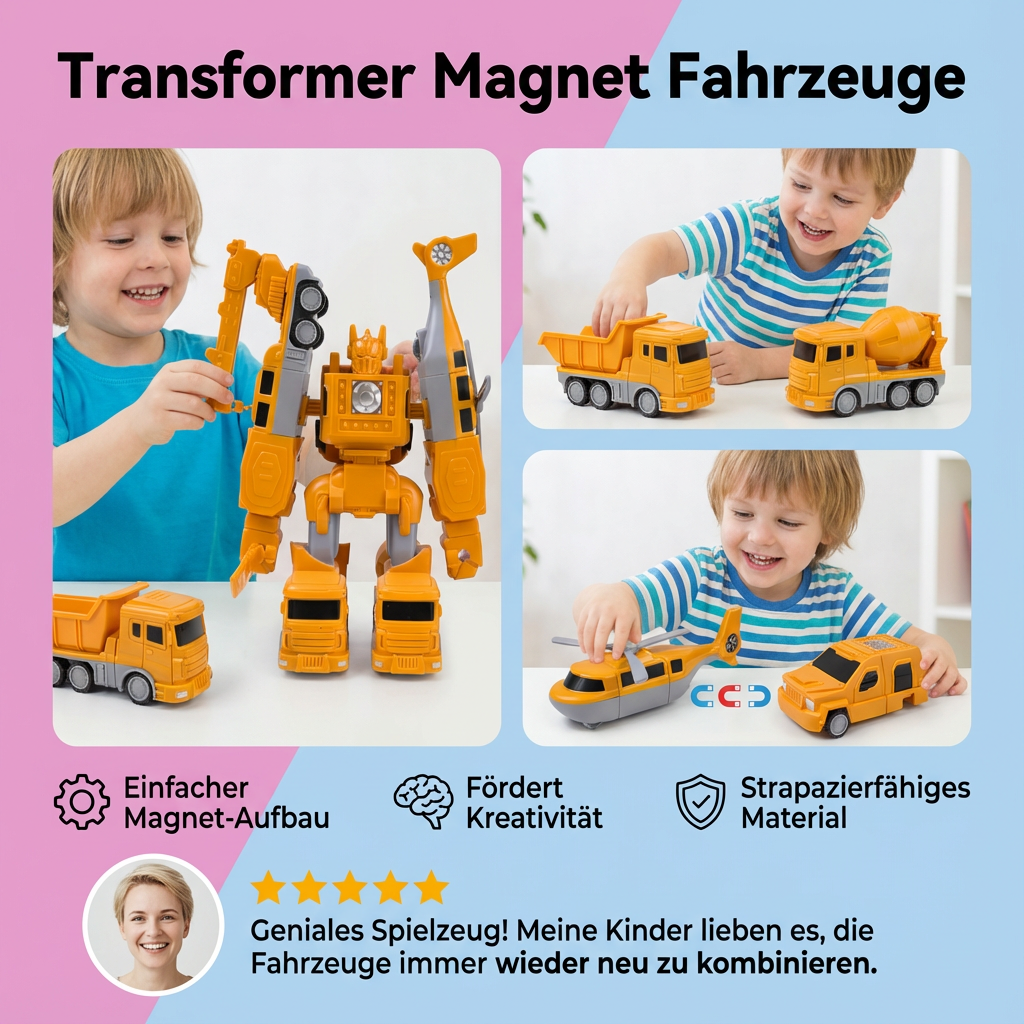 Vehículos magnéticos transformables - set creativo de juguetes robot