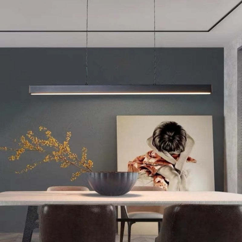 Nowoczesna liniowa metalowa lampa wisząca LED Thala, czarno-brązowa | ventumra