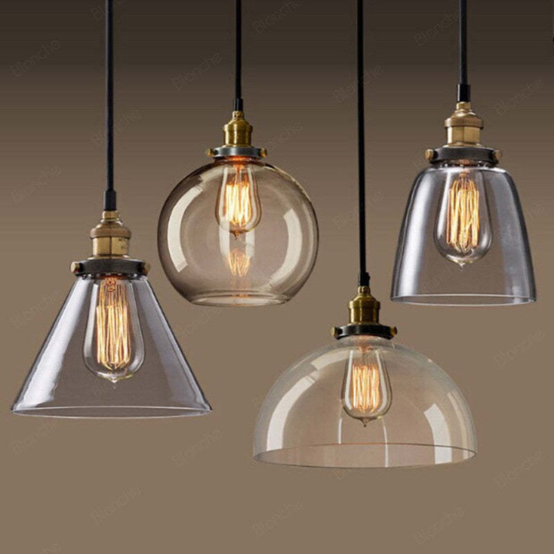 June Industrial Glass Pendant Light Clear/Amber/Smoke Grey | ventumra