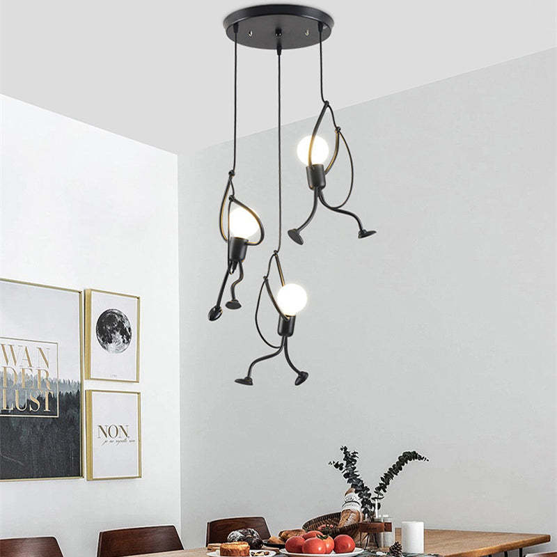 Miro Retro Modern Iron Man Pendant Light, Black | ventumra