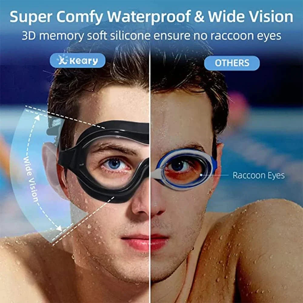 Gafas de natación antivaho para adultos — Visión amplia, ajuste seguro
