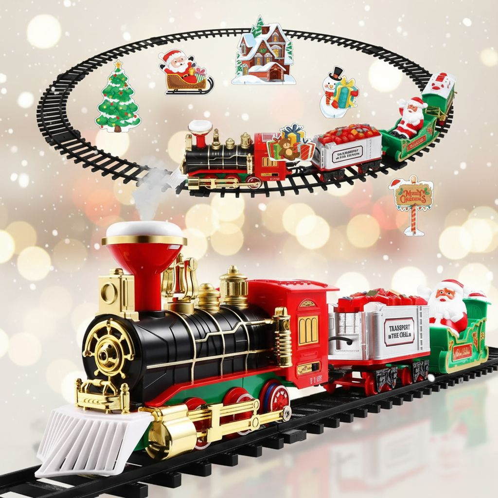 Electric Christmas Train Set for Kids – With Smoke Effect, Lights & Realistic Sounds (Christmas Gift) | ventumra